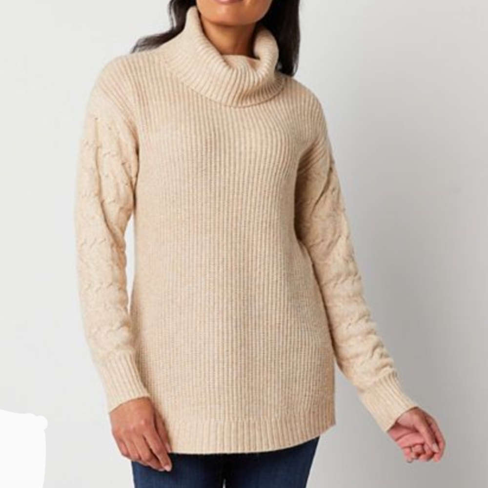 St John's Bay Cozy Cream Turtleneck Sweater Size XL New With Tags!